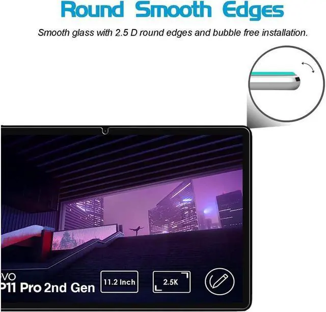 Alt view image 3 of 7 - [2-Pack] Screen Protector for Lenovo Tab P11 Pro Gen 2 / Lenovo Pad Pro 2022 11.2 inch Tempered Glass Screen Protector Film, S Pen Compatible, Anti-Fingerprint, Anti-Scratch