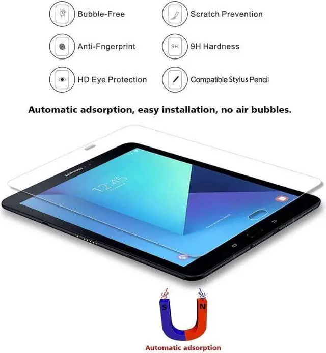 Alt view image 4 of 7 - BONAEVER [2-Pack] Screen Protector for Samsung Galaxy Tab S2 9.7 inch 2015 SM-T810 T813 T815 T817 T818 T819 Tempered Glass Screen Protector Film S-Pen CompatibleScratch Resi Standant
