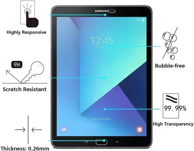 Alt view image 3 of 7 - BONAEVER [2-Pack] Screen Protector for Samsung Galaxy Tab S2 9.7 inch 2015 SM-T810 T813 T815 T817 T818 T819 Tempered Glass Screen Protector Film S-Pen CompatibleScratch Resi Standant