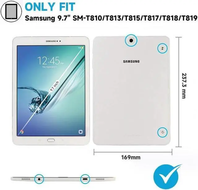 Alt view image 2 of 7 - BONAEVER [2-Pack] Screen Protector for Samsung Galaxy Tab S2 9.7 inch 2015 SM-T810 T813 T815 T817 T818 T819 Tempered Glass Screen Protector Film S-Pen CompatibleScratch Resi Standant