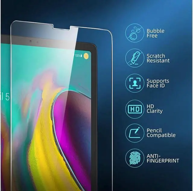 Alt view image 3 of 7 - BONAEVER [2-Pack] Screen Protector for Samsung Galaxy Tab S5e 10.5 inch 2019 SM-T720 SM-T725 SM-T727 Tempered Glass Screen Protector Film S-Pen CompatibleScratch Resi Standant