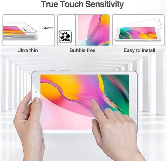 Alt view image 4 of 7 - BONAEVER [2-Pack] Screen Protector for Samsung Galaxy Tab A 8.0 inch 2019 SM-T290/T295/T297 Tempered Glass Film Ultra Clear Anti Scratch Bubble Free