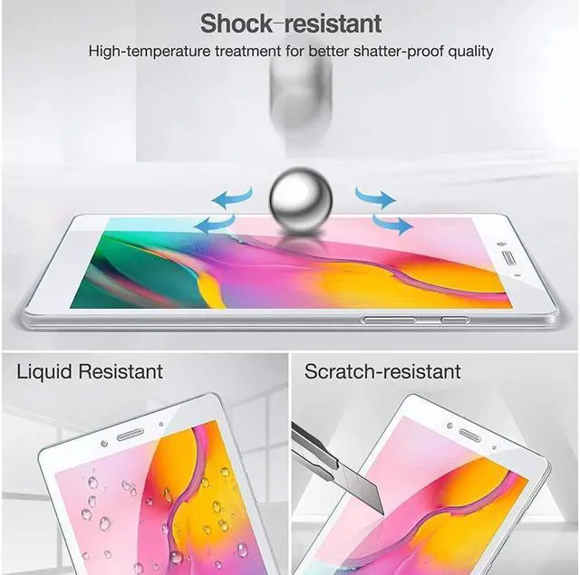 Alt view image 5 of 7 - BONAEVER [2-Pack] Screen Protector for Samsung Galaxy Tab A 8.0 inch 2019 SM-T290/T295/T297 Tempered Glass Film Ultra Clear Anti Scratch Bubble Free