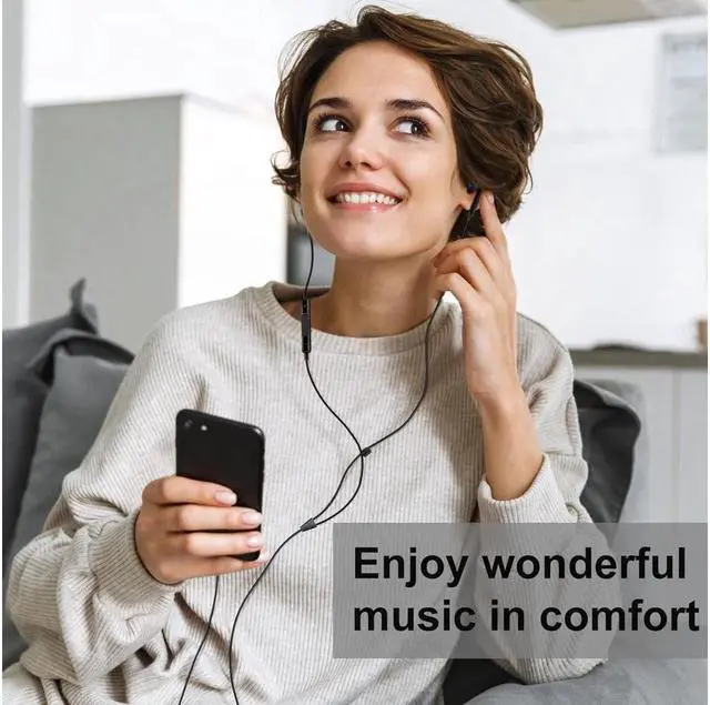 Alt view image 7 of 7 - BONAEVER 2 Pack Headphones Wired Half in-Ear Wired Earbuds Bass Standereo Built-in Call Control Button Earphones Compatible with MP4 MP3 iPhone 6 6S iPod iPad Android All 3.5mm Plug Audio Devices