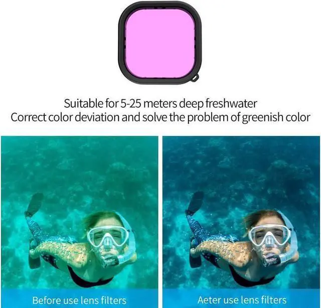 Alt view image 6 of 7 - BONAEVER Waterproof Case with 3-Pack Dive Filter for GoPro Hero 12 Hero 11 Hero 10 Hero 9 Black Supports 60M/196FT Underwater Scuba Snorkeling Deep Diving with Red Magenta Filter