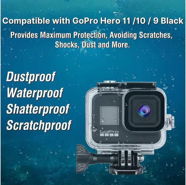 Alt view image 4 of 7 - BONAEVER Waterproof Case for GoPro Hero 12 Hero 11 Hero 10 Hero 9 Black Underwater Dive Case Housing Shell Supports 60M/196FT Deep Diving Scuba Snorkeling with Bracket Screw GoPro Accessories