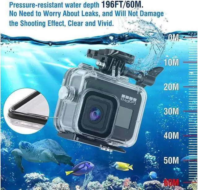 Alt view image 2 of 7 - BONAEVER Waterproof Case for GoPro Hero 12 Hero 11 Hero 10 Hero 9 Black Underwater Dive Case Housing Shell Supports 60M/196FT Deep Diving Scuba Snorkeling with Bracket Screw GoPro Accessories