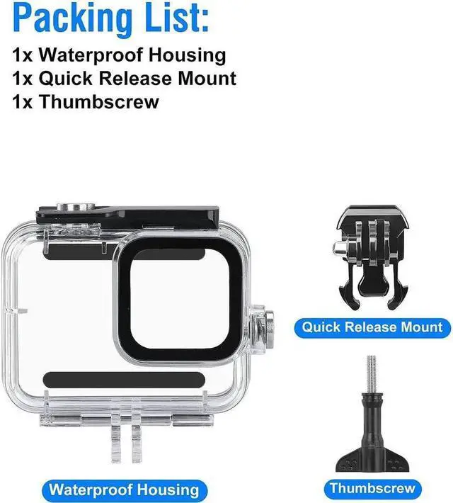 Alt view image 7 of 7 - BONAEVER Waterproof Case for GoPro Hero 12 Hero 11 Hero 10 Hero 9 Black Underwater Dive Case Housing Shell Supports 60M/196FT Deep Diving Scuba Snorkeling with Bracket Screw GoPro Accessories