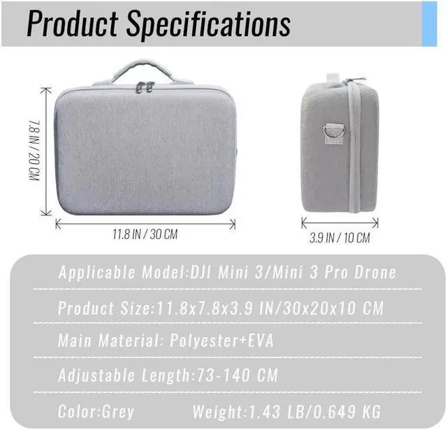 Alt view image 5 of 7 - BONAEVER Mini 3 Pro Drone Case for Mini 3 /Mini 3 Pro DroneWaterproof Travel Bag Professional Storage Drone Case for DJI RC/RC N1 Controller Mini 3 Pro Accessories (CASE ONLY)