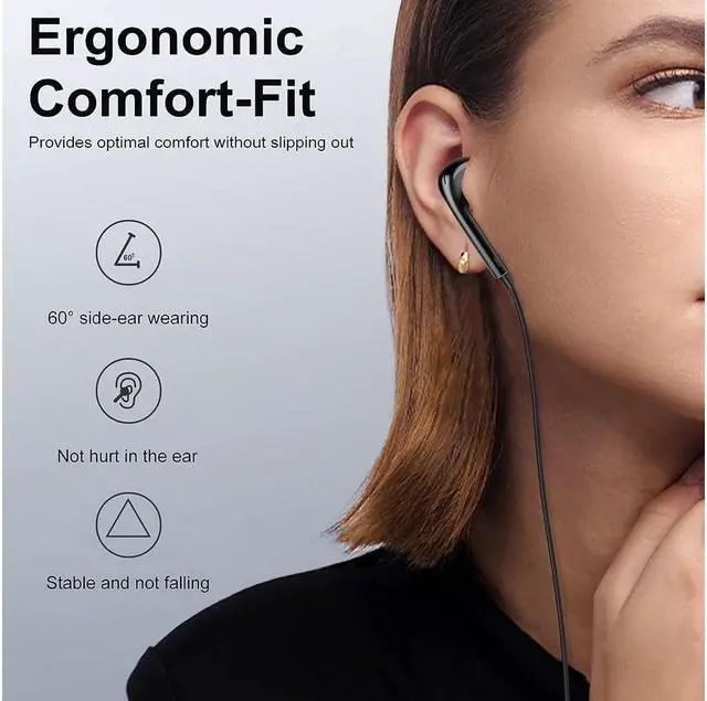 Alt view image 4 of 7 - BONAEVER 2 Pack Headphones Wired Half in-Ear Wired Earbuds Bass Standereo Built-in Call Control Button Earphones Compatible with MP4 MP3 iPhone 6 6S iPod iPad Android All 3.5mm Plug Audio Devices