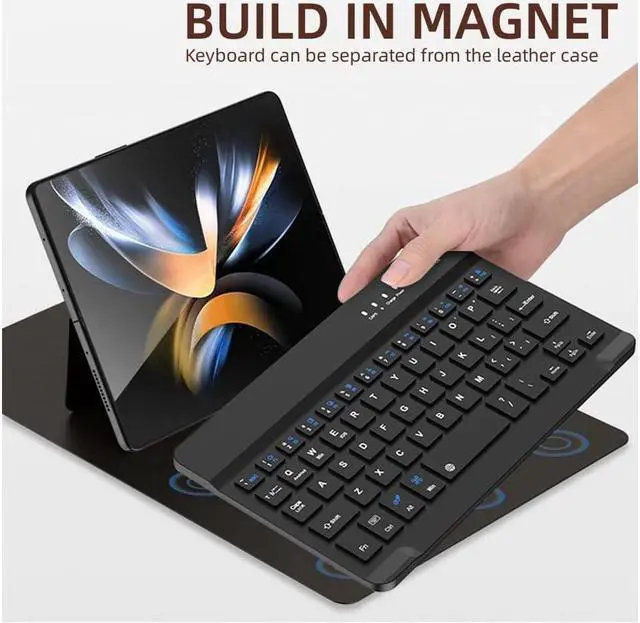 Alt view image 3 of 7 - BONAEVER Wireless Keyboard Case with Mouse Combo for Samsung Galaxy Z Fold 5 Fold 4 Fold 3 Fold 2 Google Pixel Fold Portable Magnetic Bluetooth Keyboard witHandleather Case Capacitive Pen