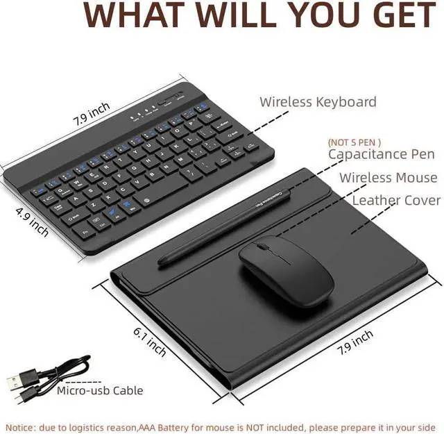 Alt view image 6 of 7 - BONAEVER Wireless Keyboard Case with Mouse Combo for Samsung Galaxy Z Fold 5 Fold 4 Fold 3 Fold 2 Google Pixel Fold Portable Magnetic Bluetooth Keyboard witHandleather Case Capacitive Pen