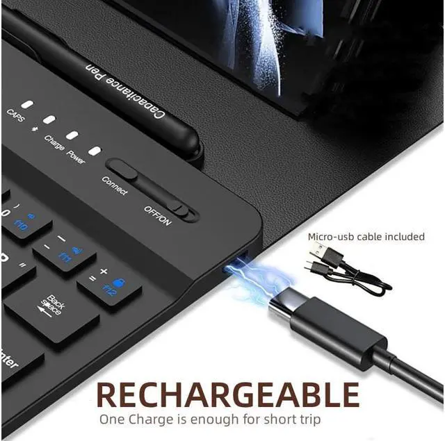 Alt view image 7 of 7 - BONAEVER Wireless Keyboard Case with Mouse Combo for Samsung Galaxy Z Fold 5 Fold 4 Fold 3 Fold 2 Google Pixel Fold Portable Magnetic Bluetooth Keyboard witHandleather Case Capacitive Pen