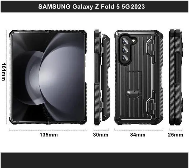 Alt view image 6 of 7 - BONAEVER Case for Samsung Galaxy Z Fold 5 5G 2023 Military-Grade Full-Body Shockproof Phone Cover Rugged Bumper Case with Built-in Screen Protector & Stand and & S Pen Slot