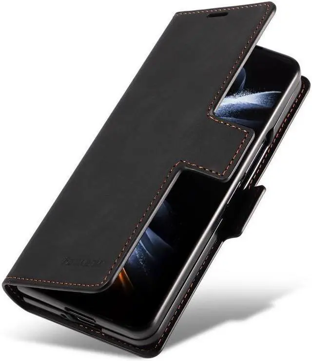 Alt view image 3 of 7 - BONAEVER For Samsung Galaxy Galaxy Z Fold 5 Case Premium PU Leather Cover TPU Bumper with Card Holder Stand andidden Magnetic Shockproof Flip Wallet Case for Galaxy Z Fold 5 5G 2023 Released