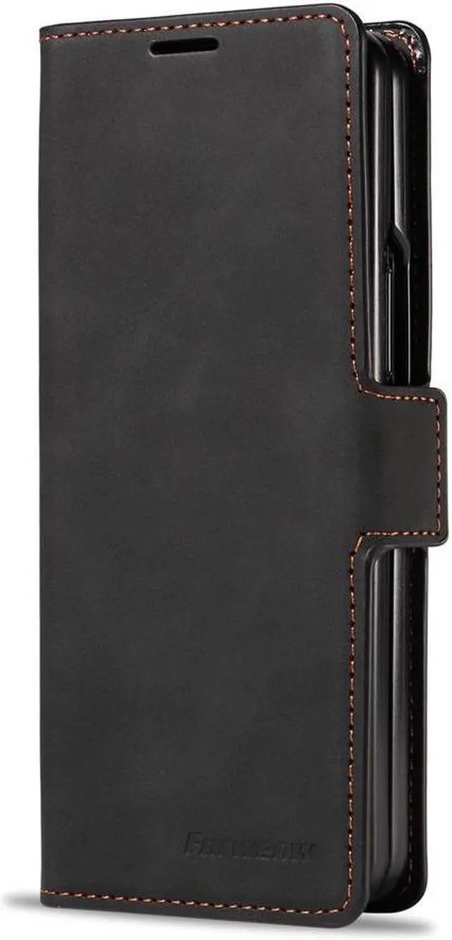 Alt view image 4 of 7 - BONAEVER For Samsung Galaxy Galaxy Z Fold 5 Case Premium PU Leather Cover TPU Bumper with Card Holder Stand andidden Magnetic Shockproof Flip Wallet Case for Galaxy Z Fold 5 5G 2023 Released