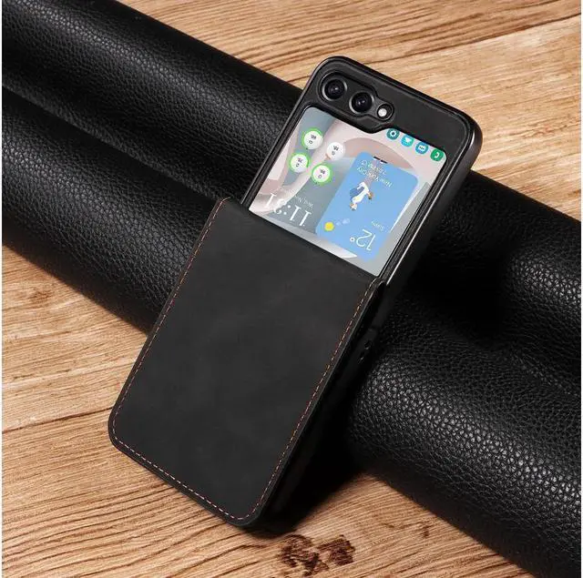 Alt view image 6 of 7 - BONAEVER For Samsung Galaxy Z Flip 5 5G 2023 Case Premium PU Leather Cover with Card Holder Magnetic Shockproof Phone Cover Flip Wallet Case