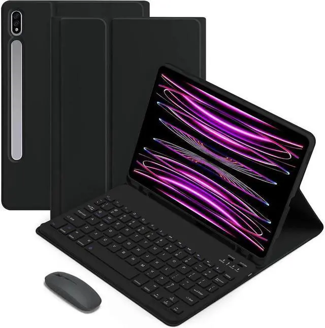 Main image of BONAEVER Keyboard Case with Wireless Mouse Combo for 12.4 inch Samsung Galaxy Tab S8 Plus 2022 / S7 FE 2021 / S7 Plus 2020 Smart Folio Cover with Magnetic Wireless Keyboard Bluetooth Mice