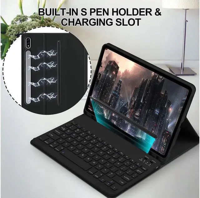 Alt view image 3 of 7 - BONAEVER Keyboard Case with Wireless Mouse Combo for 12.4 inch Samsung Galaxy Tab S8 Plus 2022 / S7 FE 2021 / S7 Plus 2020 Smart Folio Cover with Magnetic Wireless Keyboard Bluetooth Mice