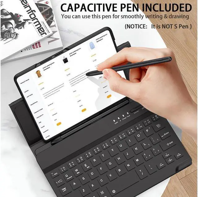 Alt view image 3 of 7 - BONAEVER Wireless Bluetooth Keyboard Flip Leather Travel Carrying Case Cover with Stand for Samsung Galaxy Z Fold 5 / Fold 4 / Fold 2 / Galaxy Z Fold 3 / Google Pixel Fold