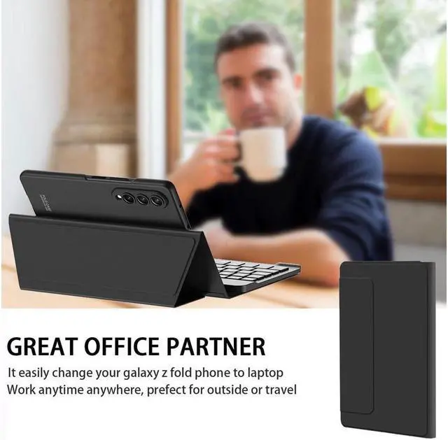 Alt view image 6 of 7 - BONAEVER Wireless Bluetooth Keyboard Flip Leather Travel Carrying Case Cover with Stand for Samsung Galaxy Z Fold 5 / Fold 4 / Fold 2 / Galaxy Z Fold 3 / Google Pixel Fold