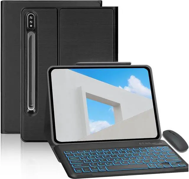 Main image of BONAEVER Keyboard Case with Mouse Combo for Samsung Galaxy Tab S10 Plus / S9 Plus / S9 FE Plus / S8 Plus 12.4 inch Smart Folio Cover with 7 Colors Backlit Magnetic Wireless Keyboard