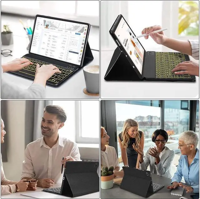 Alt view image 7 of 7 - BONAEVER Keyboard Case with Mouse Combo for Samsung Galaxy Tab S10 Plus / S9 Plus / S9 FE Plus / S8 Plus 12.4 inch Smart Folio Cover with 7 Colors Backlit Magnetic Wireless Keyboard