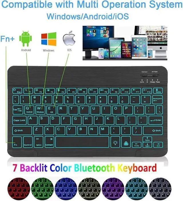 Alt view image 5 of 7 - BONAEVER Keyboard Case with Mouse Combo for Samsung Galaxy Tab S10 Plus / S9 Plus / S9 FE Plus / S8 Plus 12.4 inch Smart Folio Cover with 7 Colors Backlit Magnetic Wireless Keyboard