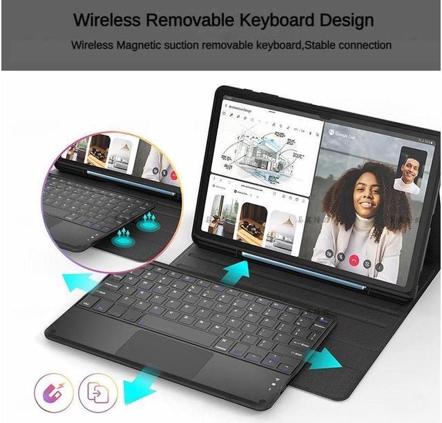Alt view image 3 of 7 - BONAEVER Touchpad Keyboard Case for Samsung Galaxy Tab S9 Plus 12.4 inch 2023 SM-X810/SM-X816B/SM-X818U Smart Stand Cover with Wireless Keyboard / Trackpad / Pencil Holder