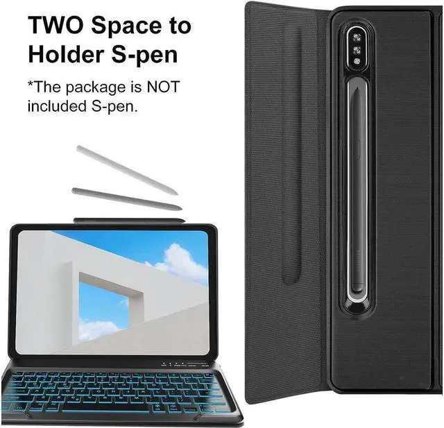 Alt view image 2 of 7 - BONAEVER Keyboard Case with Mouse Combo for Samsung Galaxy Tab S10 Ultra 2024 / S9 Ultra 2023 / S8 Ultra 2022 14.6 Inch Smart Folio Cover with 7 Colors Backlit Magnetic Wireless Keyboard