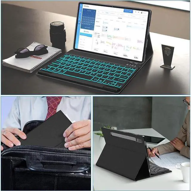 Alt view image 7 of 7 - BONAEVER Keyboard Case with Mouse Combo for Samsung Galaxy Tab S10 Ultra 2024 / S9 Ultra 2023 / S8 Ultra 2022 14.6 Inch Smart Folio Cover with 7 Colors Backlit Magnetic Wireless Keyboard