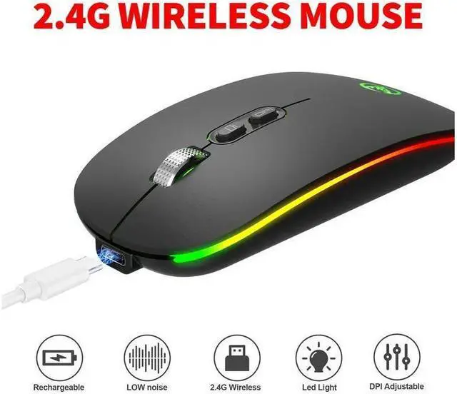 Alt view image 3 of 7 - BONAEVER 2.4G Wireless Mute Office Mouse 3 Adjustable DPI Built-in 500mAh Rechargeable Lithium Battery Ergonomic Mice for PC Laptop