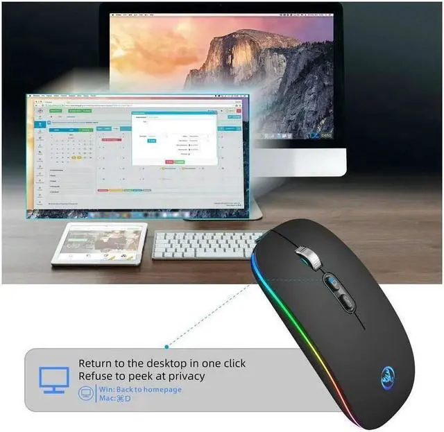 Alt view image 4 of 7 - BONAEVER 2.4G Wireless Mute Office Mouse 3 Adjustable DPI Built-in 500mAh Rechargeable Lithium Battery Ergonomic Mice for PC Laptop