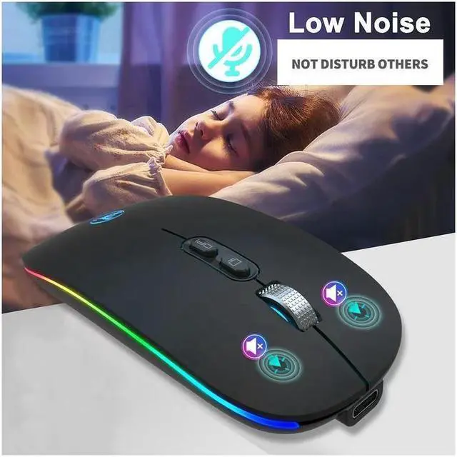 Alt view image 6 of 7 - BONAEVER 2.4G Wireless Mute Office Mouse 3 Adjustable DPI Built-in 500mAh Rechargeable Lithium Battery Ergonomic Mice for PC Laptop