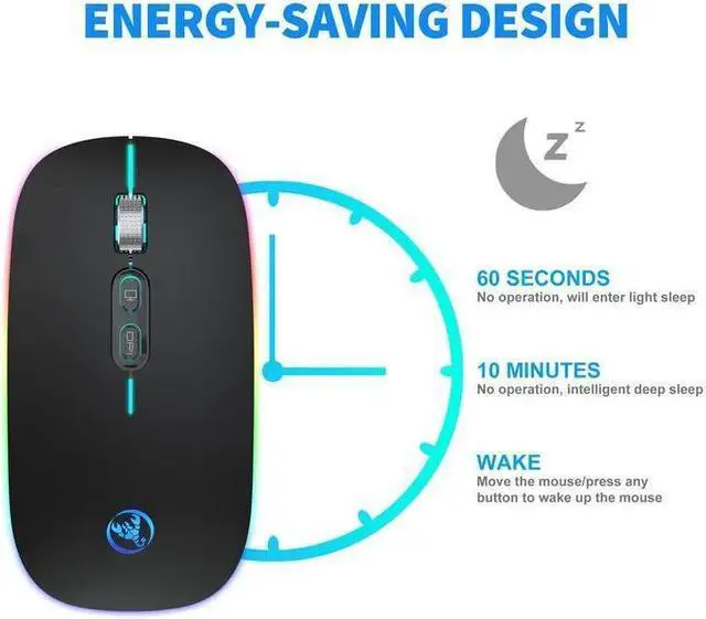 Alt view image 7 of 7 - BONAEVER 2.4G Wireless Mute Office Mouse 3 Adjustable DPI Built-in 500mAh Rechargeable Lithium Battery Ergonomic Mice for PC Laptop