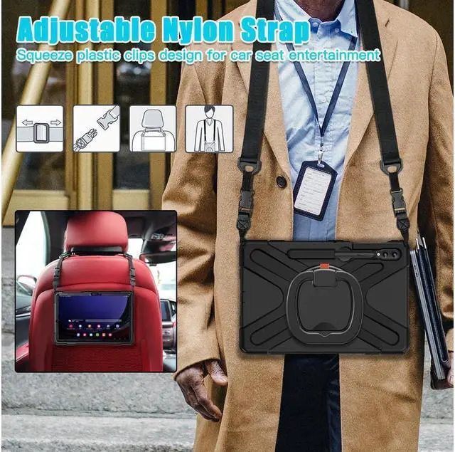 Alt view image 6 of 7 - BONAEVER Case for Samsung Galaxy Tab S10 Plus 2024 / S9 Plus 2023 / S9 FE Plus / S8 Plus 2022 / S7 FE 2021 / S7 Plus 2020 12.4 inch Protective Shockproof Cover with Rotating Stand and /Shoulder Strap