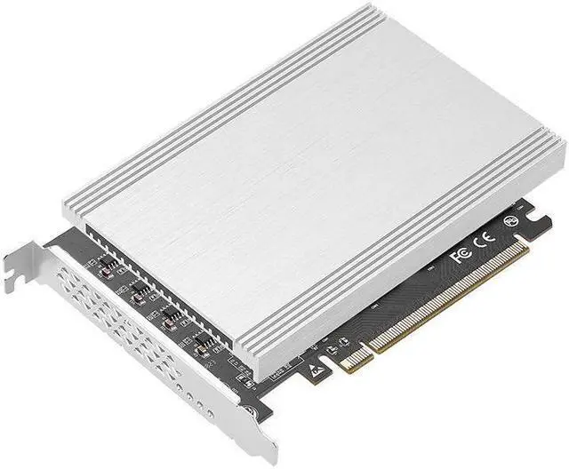 Alt view image 2 of 7 - BONAEVER Quad M.2 PCIe 4.0 / PCIe 3.0 X16 Expansion Cad with Heatsink Support 4 x PCIe NVME M.2 SSD RAID-on-CPU (VROC) in Intel Platform PCIe 4.0 RAID in AMD Platform M/B PCIe Bifurcation is Required