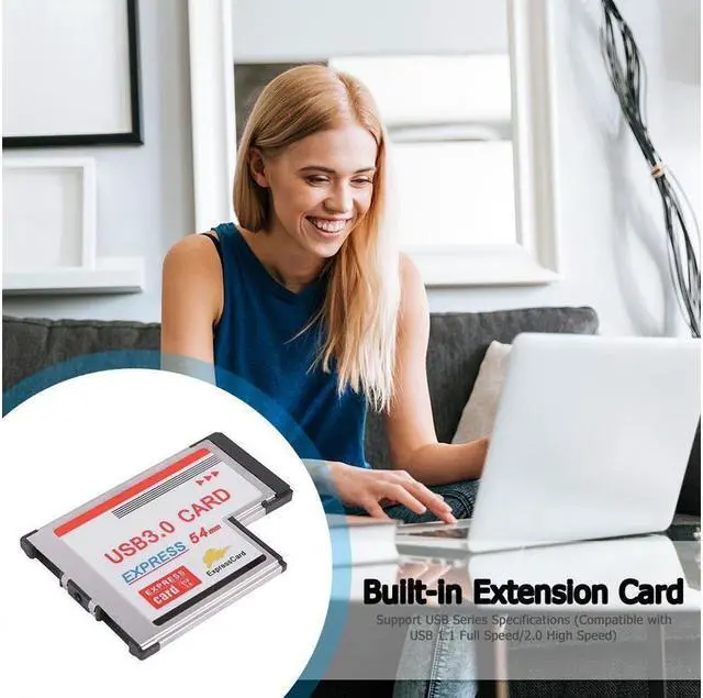 Alt view image 7 of 7 - BONAEVER 2 Dual Ports USB 3.0 HUB Express Card ExpressCard 54mm Hidden Adapter Converter USB3.0 for PCMCIA Laptop PC