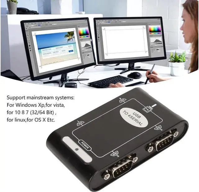 Alt view image 5 of 7 - BONAEVER USB to Serial Adapter Com Reserved Function 4 RS232 Ports Compact Design Compact Design USB to RS232 Adapter Windows Compatible Suitable for Notebook Computers