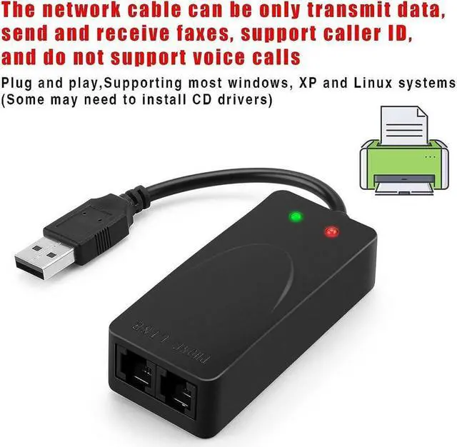 Alt view image 7 of 7 - USB 56K Voice Fax Data External V.90 V.92 Modem With Dual Ports, Compatible With Windows 98SE/2000/ME/XP/Vista/Win 7/Win 8/Win 10 Support Auto-Dial, Tone and Pulse Dialing, Auto Answer, Auto Retrain