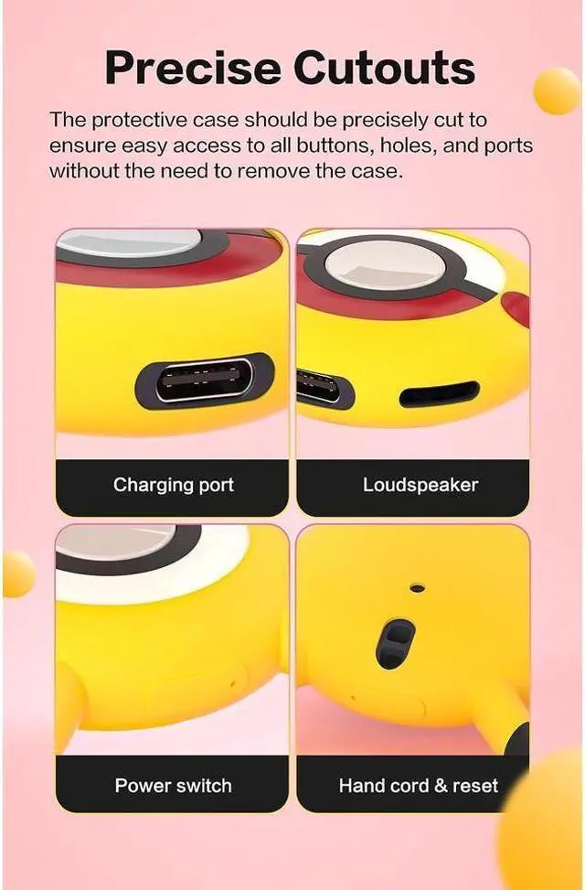 Alt view image 3 of 7 - BONAEVER Protective Silicone Case for Pokémon Go Plus + 2023 Cover Case for Pokemon Go Plus Plus with Wri Stand Strap Yellow