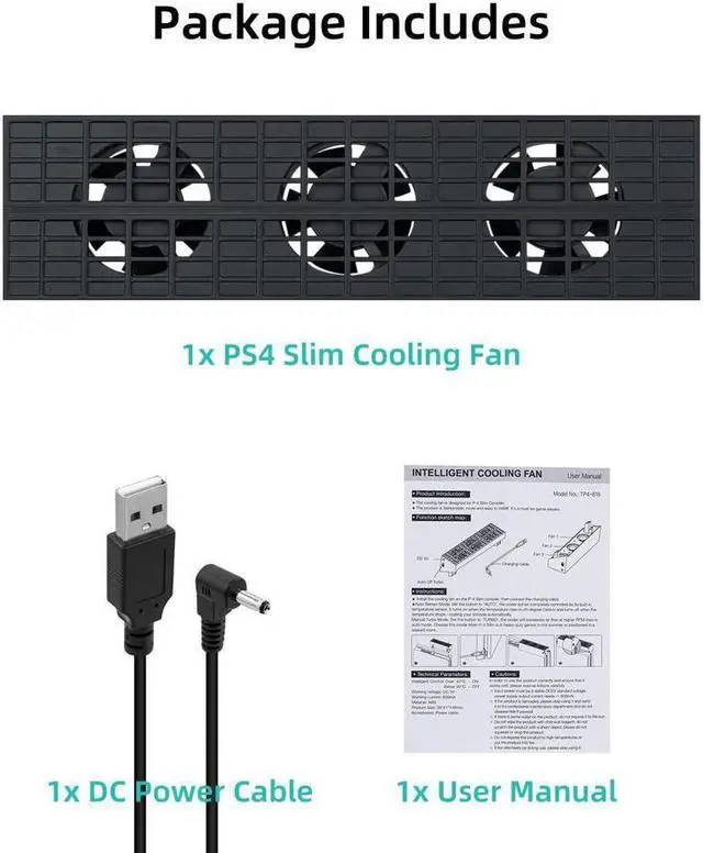 Alt view image 5 of 7 - BONAEVER Intelligent Cooling Fan for PS4 Slim External Temperature Control Fan Cooler Cooling Systerm for Play Station 4 Slim Gaming Console [NOT for PS4 / PS4 Pro]