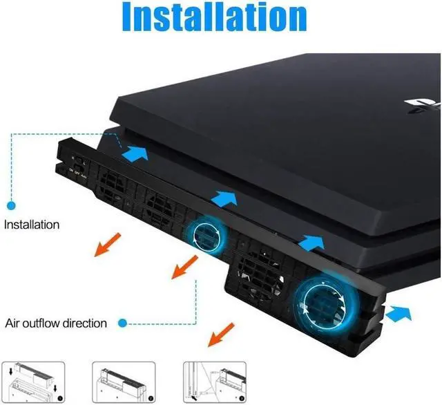 Alt view image 5 of 7 - BONAEVER Cooling Fan for PS4 PRO USB External Cooler 5 Fan Turbo Temperature Control Compatible with Sony Play Station Pro Gaming Console