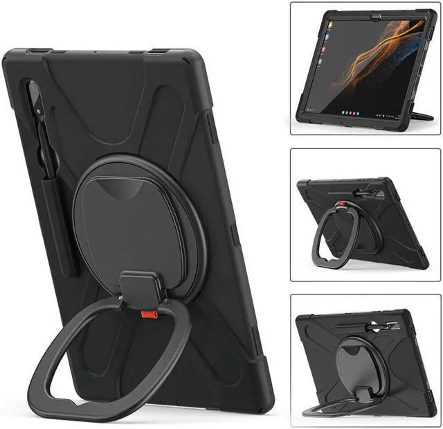 Alt view image 3 of 7 - BONAEVER For Samsung Galaxy Tab S10 Ultra 2024 / S9 Ultra 2023 / S8 Ultra 14.6 2022 Case Shockproof Protective Case for Galaxy Tab S8 Ultra 14.6" 2022 with Stand andandle Hand Strap & Shoulder Strap