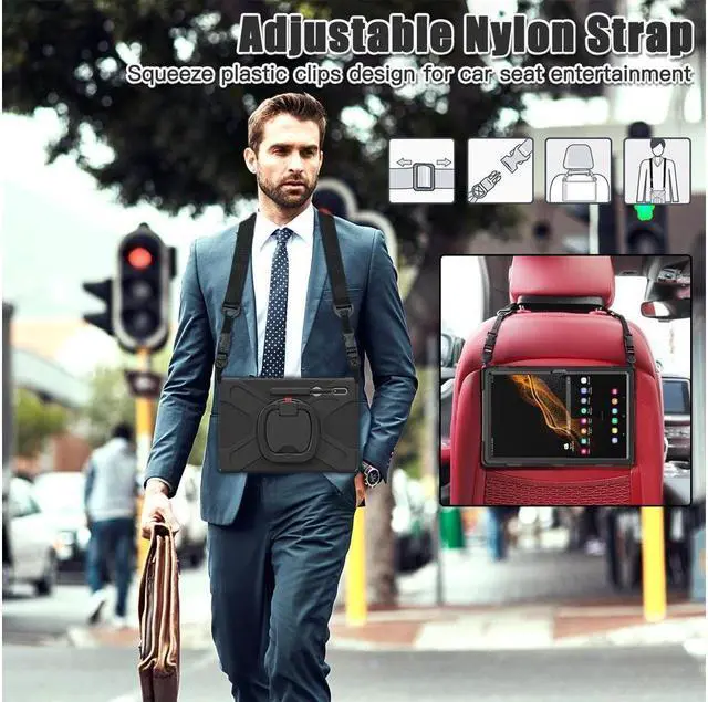 Alt view image 7 of 7 - BONAEVER For Samsung Galaxy Tab S10 Ultra 2024 / S9 Ultra 2023 / S8 Ultra 14.6 2022 Case Shockproof Protective Case for Galaxy Tab S8 Ultra 14.6" 2022 with Stand andandle Hand Strap & Shoulder Strap