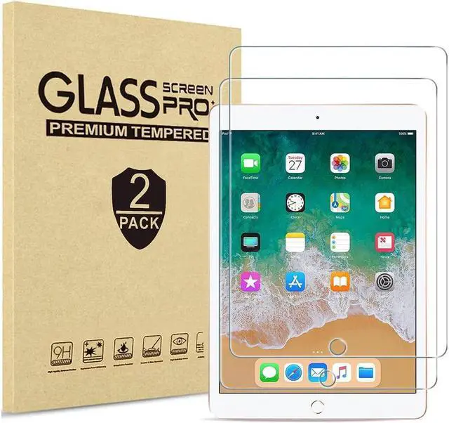 Main image of BONAEVER [2 Pack] Tempered Screen Protector For iPad 9.7 inch 2018 & 2017 / iPad Pro 9.7 / iPad Air 2 / Air 1 Tempered Glass Film Protector Face ID & Apple Pencil & Case Compatible