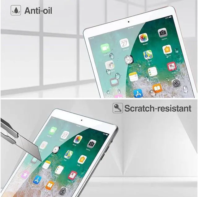 Alt view image 5 of 7 - BONAEVER [2 Pack] Tempered Screen Protector For iPad 9.7 inch 2018 & 2017 / iPad Pro 9.7 / iPad Air 2 / Air 1 Tempered Glass Film Protector Face ID & Apple Pencil & Case Compatible