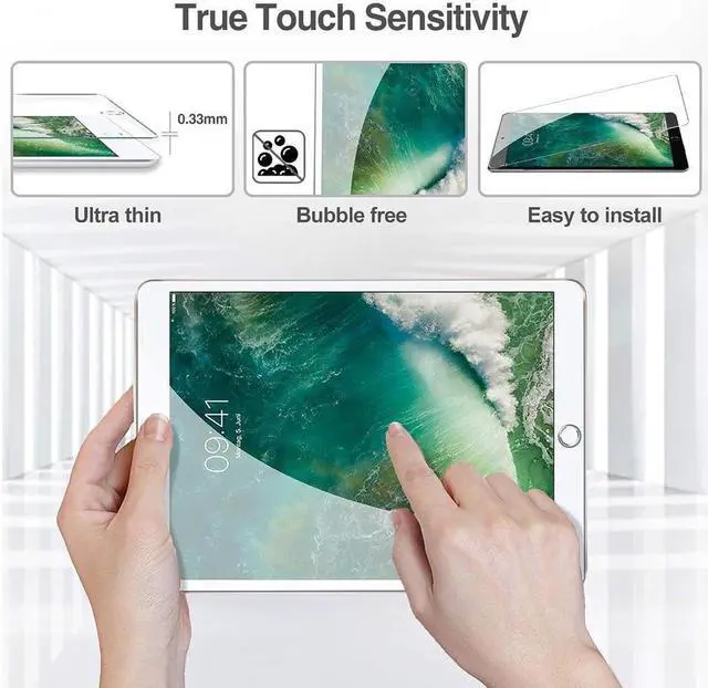 Alt view image 4 of 7 - BONAEVER [2 Pack] Tempered Screen Protector For iPad Pro 12.9 Inch 2015 2017 1st Gen 2nd Gen Model A1584 A1652 A1670 A1671 A1821 Tempered Glass Film Protector Face ID & Apple Pencil & Case Compatible