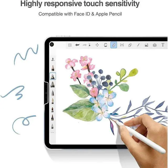 Alt view image 6 of 7 - BONAEVER [2 Pack] Tempered Screen Protector For iPad Pro 12.9 Inch 6th 5th 4th Generation 2022 2021 2020 Tempered Glass Film Protector Face ID & Apple Pencil & Case Compatible