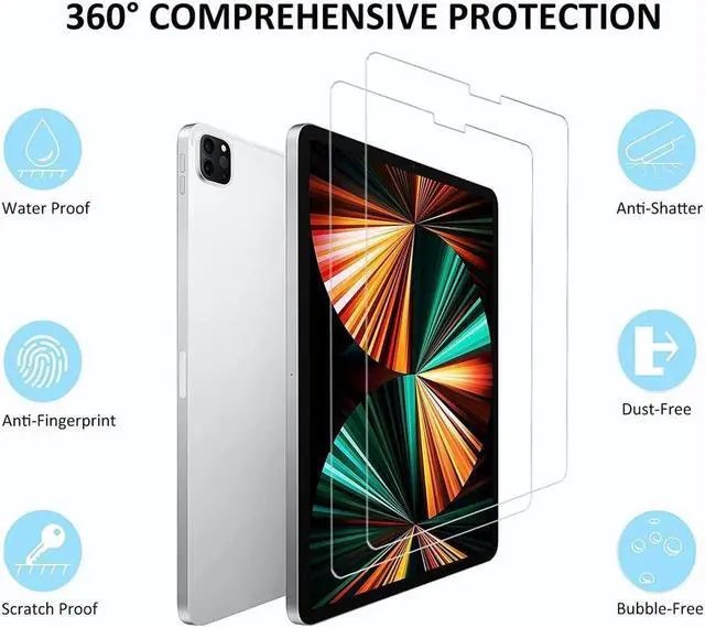Alt view image 7 of 7 - BONAEVER [2 Pack] Tempered Screen Protector For iPad Pro 12.9 Inch 6th 5th 4th Generation 2022 2021 2020 Tempered Glass Film Protector Face ID & Apple Pencil & Case Compatible